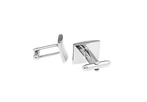 Mancuernillas rectangulares plateadas para hombre KnBoB miniatura 3