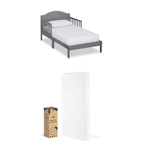 Dream On Me Bundle of Toddler Bed & Dual-Sided Crib Mattress – Greenguard Gold Certified Nursery Sleep Set | Wooden Toddler Bed with Convertible Crib Mattress