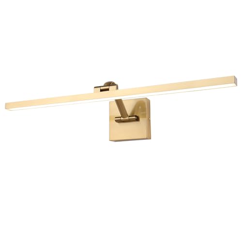 Hard-Wired Picture Lights 23.62 Inch Dimmable LED Wall Art Lighting 14W,2700K, Warm WhiteModern Brass Gallery Light Poster Lights Adjustable Swing Arm Picture Frame Light for Display Art Work