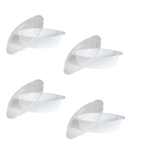 (4) Food Storage Plastic Oval Meal Prep Containers BPA Free 53OZ Clear Lids Tableware Reusable Stackable Microwave Freezer Dishwasher Professional Safe