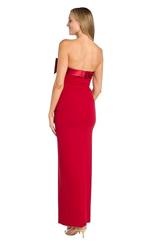 R&M Richards Long Strapless Cocktail Dress W/Satin Cuff Bow at Bodice & High Slit3