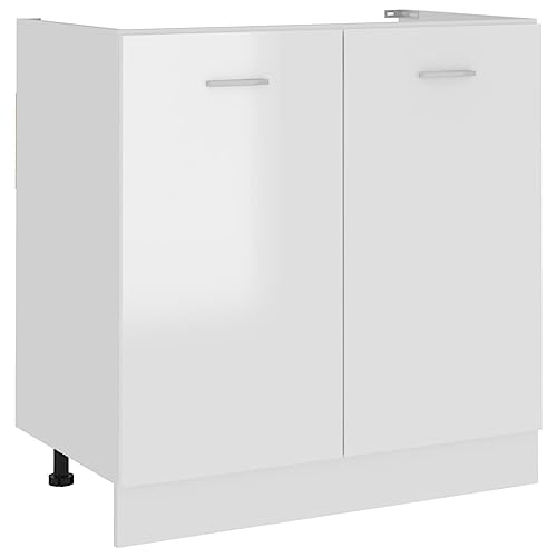 KOIECETA - Armario de suelo para fregadero (80 x 46 x 81,5 cm), color blanco brillante