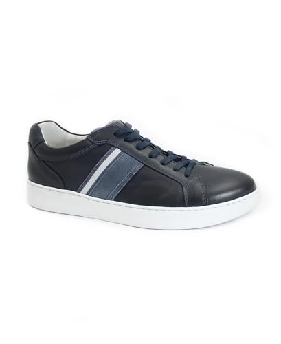 Baskets homme bleu avio Nero Giardini en cuir lacé idéales pour le week-end et le bureau