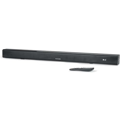 THOMSON SB180BT Soundbar   120W de Potencia Musical Total   Bluetooth 5.3   Entrada Óptica y AUX   Reproducción USB   Pantalla Digital   Montaje en Pared   Control Remoto   Ajustes de Agudos y Bajos