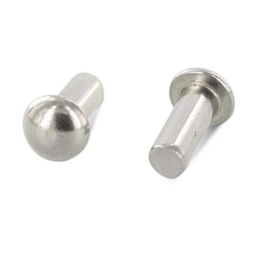 Half-Round Rivets 4 x 25 Pack of 15 Stainless Steel A2 Full Rivets with Half-Round Head DIN 660 / ISO 1051 - Rivets Rust-Proof