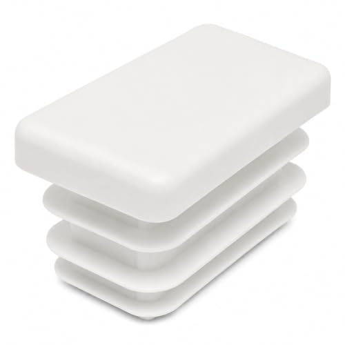Image of (Pack of 40) Rectangular Plastic Plugs 19 /32 inch x 1-3 /16 inch (15 x 30 mm), Matt Tube Inserts, Fence Post Caps, Pure White RAL 9010