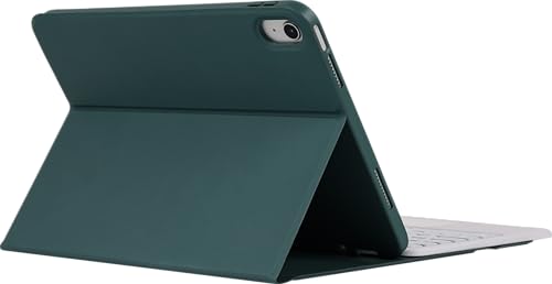 Image of RTSY Keyboard case for iPad A16 (11th) & 10th Gen with Multi Gesture Touchpad & 7-Color Backlit,Multi Viewing Angle,Pencil Slot,Magnetically Detachable Bluetooth Keyboard-Green /White