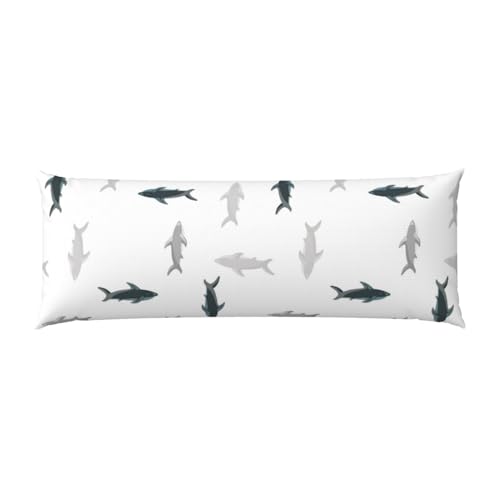 Buewutiry Classic Cartoon Cute Shark_A Body Pillow Cover - Breathable Body Pillow Pillowcase, Super Soft Long Body Pillow Case Cover with Zipper 20x54in
