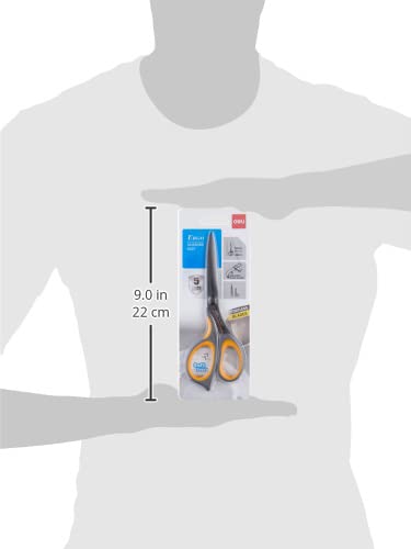 DELI Blister Ergo Scissors Stainless Steel 175 mm PP+TPE, Soft ABS Feel, Sliding Blade Limited Effort, Silver - Image 3