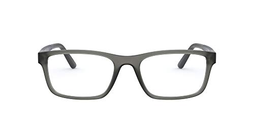 Polo Ralph Lauren Men's PH2212 Rectangular Prescription Eyewear Frames, Matte Transparent Grey/Demo Lens, 55 mm, Matte Transparent Grey/Demo Lens