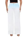 ONESO Wide Leg Jeans for Women Mid Low Rise Baggy Stretchy Denim Pants