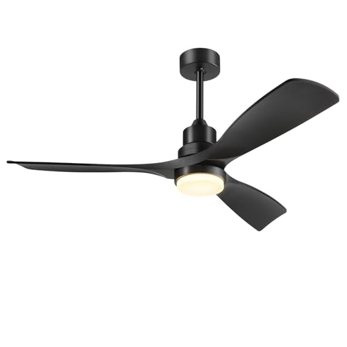 Image of 72 Inch Ceiling Fans with Lights Remote, Black Ceiling Fan Light, 3 Downrods, 3 Wood Blades, ETL Listed, Timer, 6 Speed Quiet Reversible DC Motor Outdoor Fans for Patios Bedroom, 72in,Black