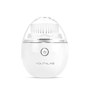 YouthLab Pure Radiance, Vibrating Facial Cleansing Brush, Electric, 3 Modes, 3 Brush Heads (2 Bristle,1 Silicone), Waterproof, Rechargeable, Smart Timer, Exfoliating, Massage (Silver)