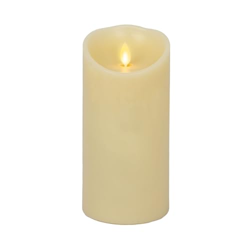 Image of Luminara Flameless LED Candle, Moving Flame Pillar, Remote Ready, Timer, Battery Operated, Vanilla Honey Scented, Ivory (3.5 in x 7 in)