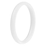 ThunderFit Anillos de silicona para él y ella, bandas de compromiso de goma unisex, anillos de compromiso minimalistas de goma de 1.7 mm de grosor, 9.5 - 10 (19.80mm), Silicona, No es una piedra