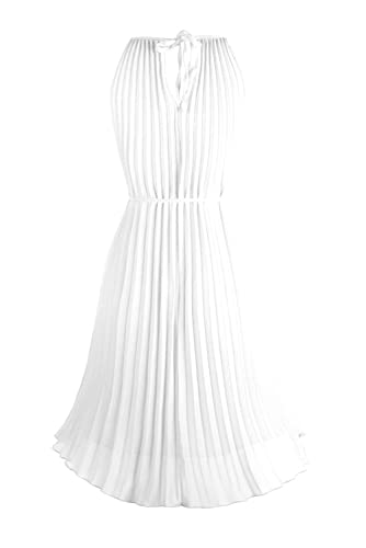 Ellames Women's 2025 Summer Spaghetti Strap Pleated Casual Swing Dress with Belt3
