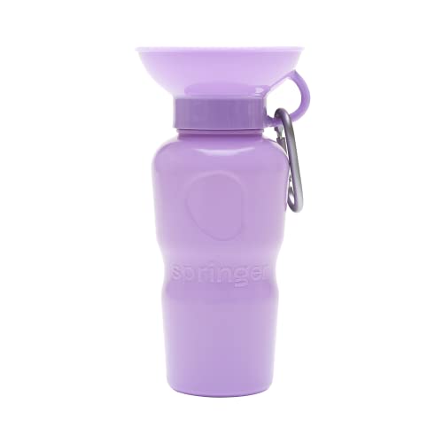 Image of Springer Dog Water Bottle | Portable Travel Drinking Feeder Dispenser for Dogs & Puppies | As Seen on Shark Tank | Leak-Proof Bowl | BPA-Free | Outdoor Walking, Hiking & Travel | 22oz Lilac