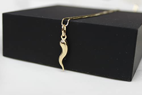 Ioka - 14K Yellow Gold Cornicello Italian Horn Charm Small Size Good Luck Pendant For Necklace or Chain4