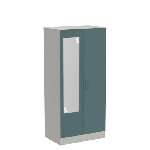 Interio by Godrej Slimline 2-Door Steel Almirah/Wardrobe with Star Mirror | Textured Sea Pine, 1-Year Warranty, 1 Locker, 4 Shelves - Image 6