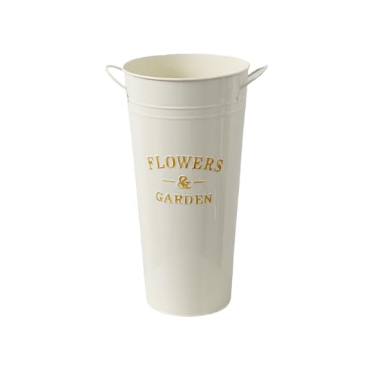 Seau en fer beige de 40 cm au design épuré pour création florale élégante