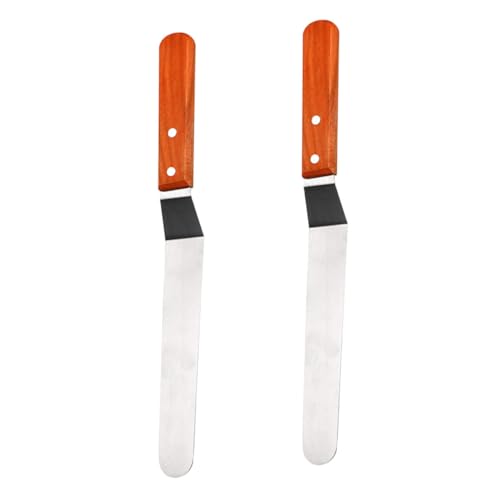 Ciieeo 2pcs Stainless Steel Cake Icing Spatulas with Non- Handle for Smooth Frosting and Decorating Baking Tool for and Pastry