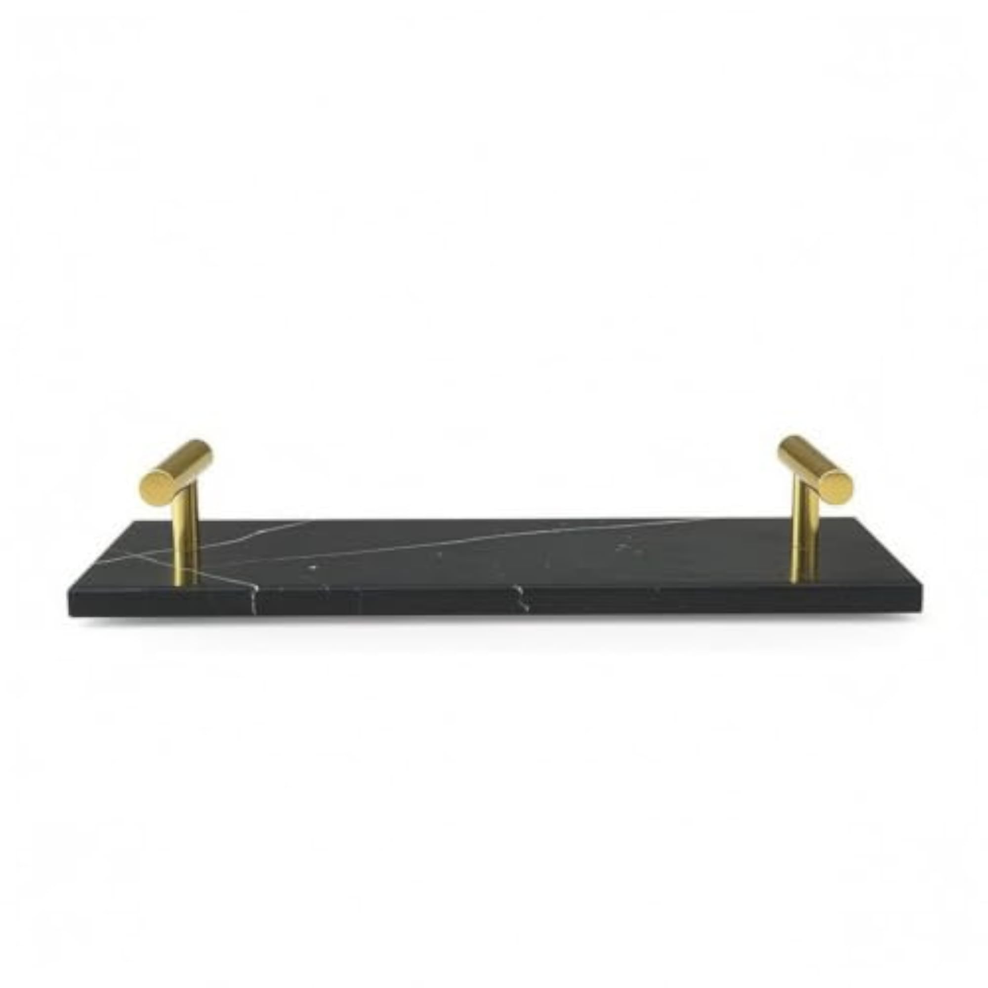 Minimalist Rectangular Marble Tray with Gold Handles