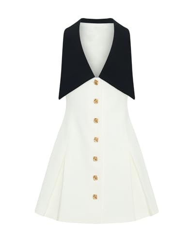 Womens 2025 Summer Sleeveless Mini Dress Lapel Neck Button Down Sleeveless Business Blazer Short Dresses4