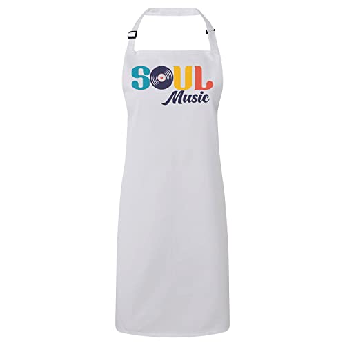 Tablier cuisine blanc soul music vinyle vintage 70's cadeau mélomane