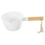 ELEOUTI Mestolo di Acqua di Plastica con Manico in Legno Mestolo La Siviera per Il Bagno per La Cucina Giardino da Bagno