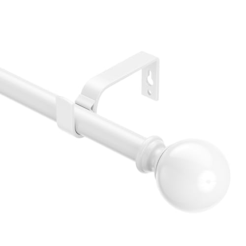 Tringle à rideaux extensible en métal pour fenêtres de 76 à 280 cm de diamètre - 19 mm de diamètre - Pour salon, chambre à coucher - Blanc