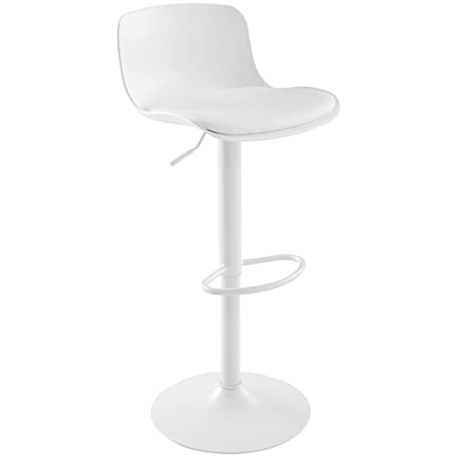 Baolandeカウンターチェア 回転 昇降式 バースツール ハイチェア ダイニングチェア 床 シート 背もたれ スツール キッチンカウンター 白い 合成皮革 軽量-1脚 白色