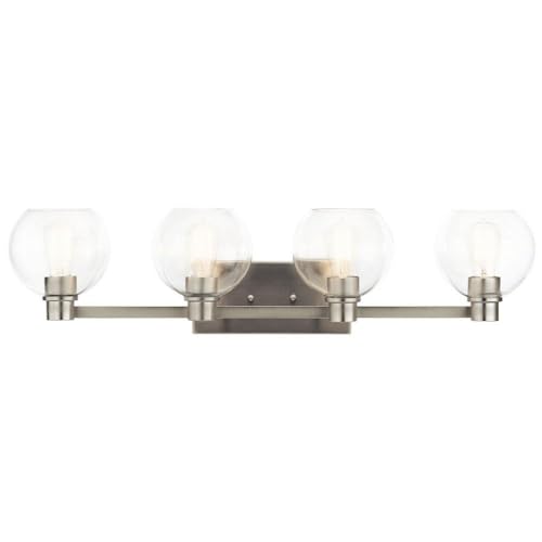 Image of Kichler Harmony 33.5 inch Vanity Light in Brushed Nickel, 3-Light Traditional Bathroom Vanity with Clear Glass, (33.5 inch W x 8.25 inch H), 45895NI