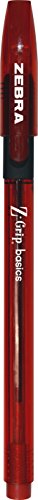 Stylo rouge Zebra Pen Z-Grip Basics 1.0mm pour le bureau et l'école