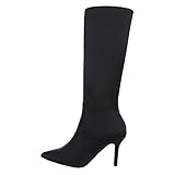  Ital Design Damenschuhe Stiefel High-Heel Stiefel, MVP332-, Textil, Schwarz, Gr. 39