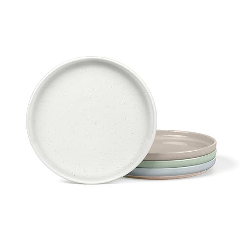 Image of LIANYU 4Pcs Dinner Plates Set, 7.75'' Small and Round Stoneware Salad Plate, Porcelain Dishes Set for Kitchen Dining Dessert, Steak, Oven, Microwave & Dishwasher Safe, Scratch Resistant, Fog Green