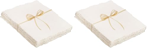 Image of Prudiut 25 Sheets Cotton Watercolor Paper, 300 GSM, 4 x 6 inch, White, Textured, Deckled Edge, Ideal for Watercolors, Wedding Invitations, Cards, Crafts (Pack of 2)