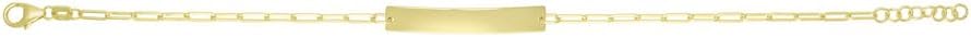 JewelryWeb 14k Yellow Gold ID Bracelet With Paperclip Chain 7 Inch Identification Bracelet for Women and Men