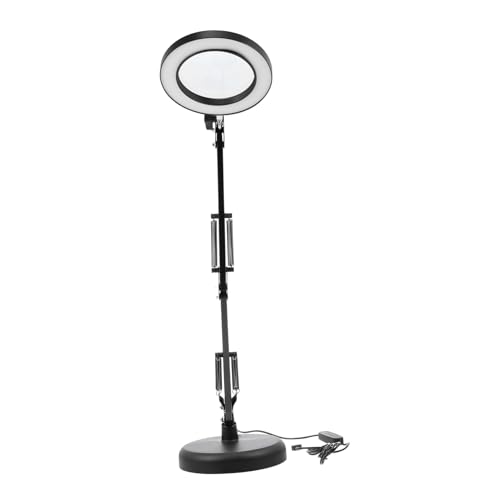 DECOMELODY Lámpara De Aumento Led Lupa 8x Certificada, Luz Blanca Para Manicura y Lectura, Lámpara De Escritorio Plegable Negra Para Uso Profesional, Accesorios Integrados, Duración Prolongada