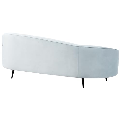 Beliani 3er Sofa Samt blau gebogen oval mit schwarzen Metallbeinen Retro Glamourös Savar – Bild 6