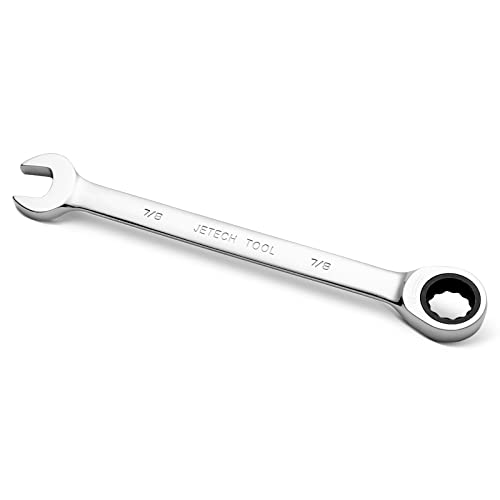 Jetech 7/8 Ratcheting Combination Wrench 72-Tooth Reversible Gear Spanner with 12-Point Box End Forged & Heat-Treated Chrome Vanadium Steel Industrial Grade SAE Wrench