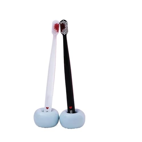 Spazzolino da denti manuale Spazzolino da denti a setole morbide, 2 pezzi, cuore bianco e nero, for coppia, for adulti, for la cura dei denti, essenziale da viaggio Spazzolino(Black and White)