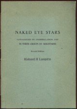 Hardcover Naked eye stars: catalogued by constellation and in three groups by brightness, Book