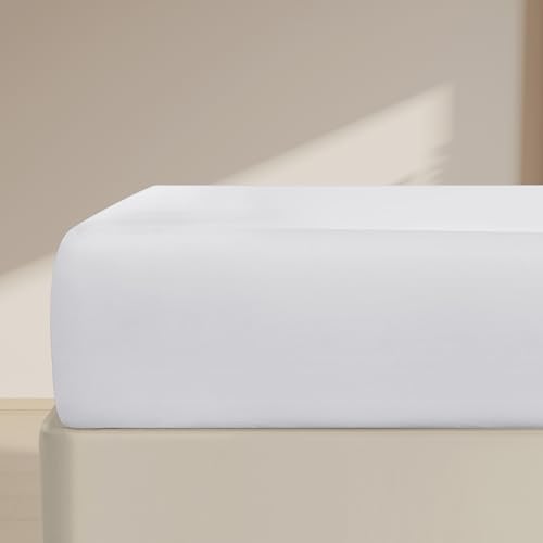 FreshCulture King Fitted Sheet Only Premium Hotel-Quality Fitted Sheet for King Bed Ultra Soft & Breathable Brushed Microfiber Elegant Black Box Packaging (White)