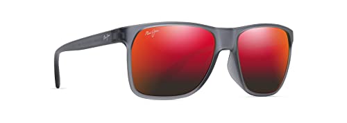 Maui Jim Pure Collection Pailolo W/Patented Polarizedplus2 Lenses Rectangle Sunglasses, Translucent Matte Grey/Hawaii Lava Polarized, Large2