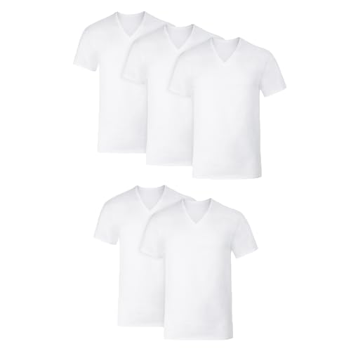 Image of Hanes Men's Undershirt T-Shirts Pack, 5-Pack, Stretch Tee, Crewneck or V-Neck T Shirts for Men, Wicking Cotton