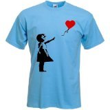 Banksy Balloon Girl Men's T-Shirt (XL, Light Blue)