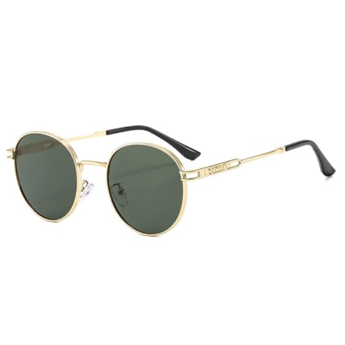 Lunettes de soleil rondes en métal style punk avec protection UV400 pour femme et homme