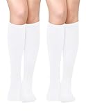 Olreco White Knee High Socks for Women Knee High White Socks Women Knee Sock Long Sock Womens Halloween Accessories for Woman