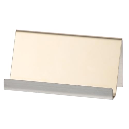 Abaodam 金色ステンレス製名刺スタンド 大容量収納可能 卓上ビジネスカードホルダー コンパクト設計で机上整理に オフィス用名刺入れ