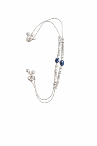 Image of Valmyra Women's Fashion Rhodium Plated Evil Eye Design Anklet /Payal Designer Lightweight Jewellery For Occasion & Casual (Style9)